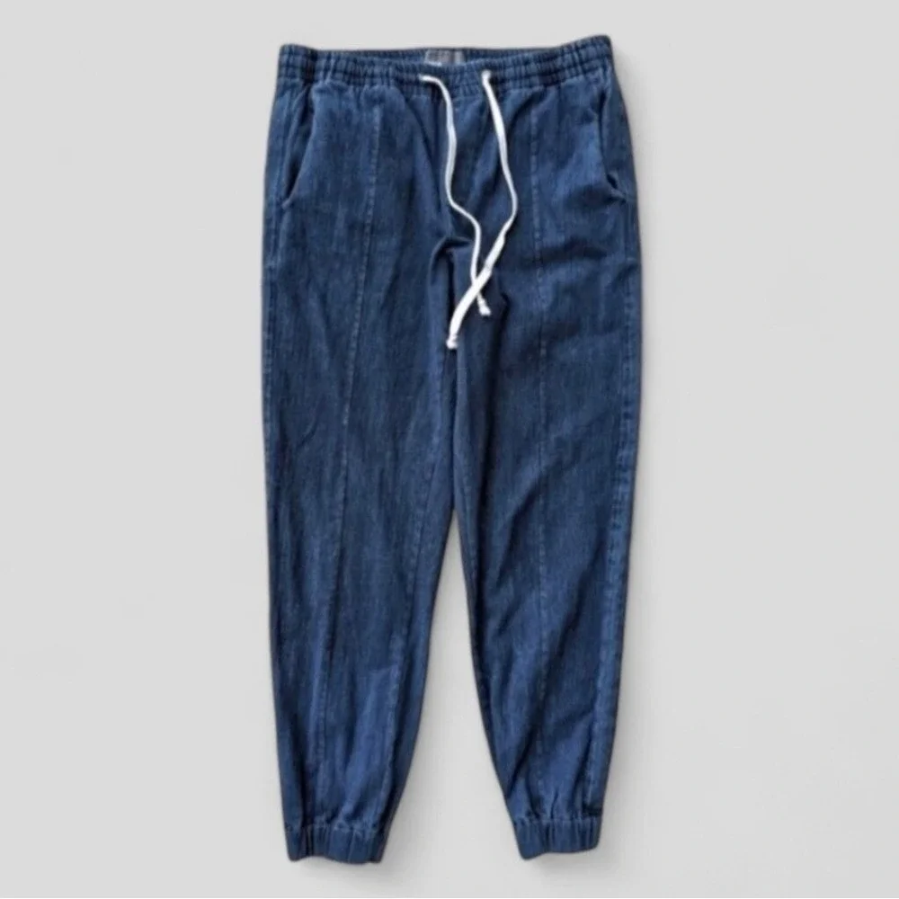 Vince Cropped Pull On Jeans Drawstring Waist Dark Wash Sz M - Picture 2 of 8